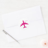 Cute Pink Airplane Girl Pilot Personalized  Ronde Sticker (Envelop)