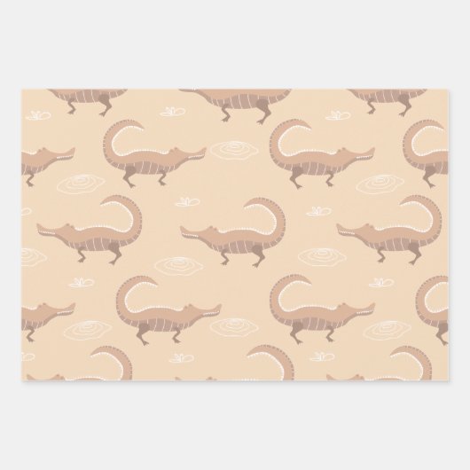 Cute Pink Alligator Inpakpapier Vel (Voorkant)