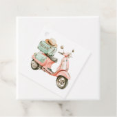 Cute Pink and Aqua Coastal Scooter Bedankjes Labels (In situ)