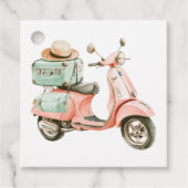 Cute Pink and Aqua Coastal Scooter Bedankjes Labels (Voorkant)