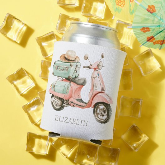 Cute Pink and Aqua Coastal Scooter Blikjeskoeler (Insitu Zomer)