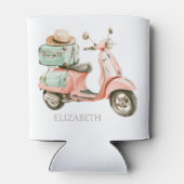 Cute Pink and Aqua Coastal Scooter Blikjeskoeler (Achterkant)