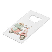 Cute Pink and Aqua Coastal Scooter Creditkaart Flessenopener (Voorkant Gekanteld)