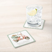 Cute Pink and Aqua Coastal Scooter Kartonnen Onderzetters (Insitu)