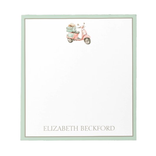 Cute Pink and Aqua Coastal Scooter Notitieblok (Voorkant)