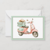 Cute Pink and Aqua Coastal Scooter Notitiekaartje (Voorkant)