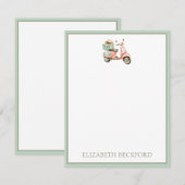 Cute Pink and Aqua Coastal Scooter Notitiekaartje (Voorkant / Achterkant)