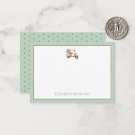 Cute Pink and Aqua Coastal Scooter Notitiekaartje