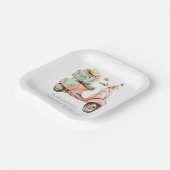 Cute Pink and Aqua Coastal Scooter Papieren Bordje (Gebogen)