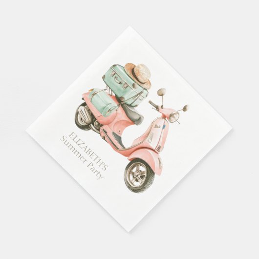 Cute Pink and Aqua Coastal Scooter Servet (Hoek)