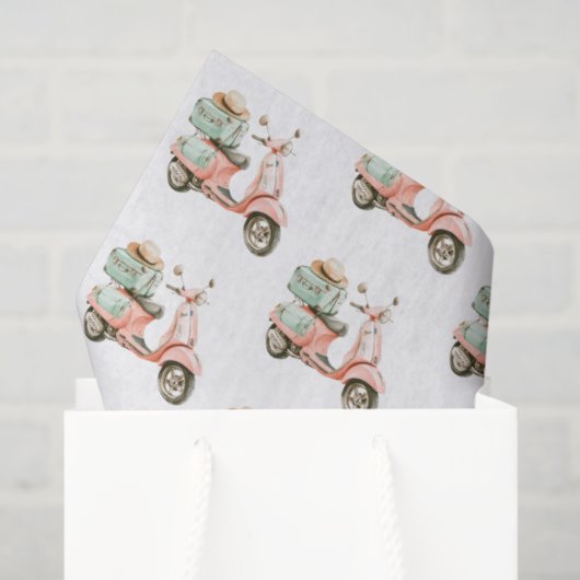 Cute Pink and Aqua Coastal Scooter Tissuepapier (Cadeauzakje)