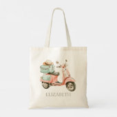 Cute Pink and Aqua Coastal Scooter Tote Bag (Achterkant)