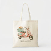 Cute Pink and Aqua Coastal Scooter Tote Bag (Voorkant)