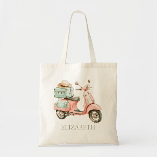 Cute Pink and Aqua Coastal Scooter Tote Bag (Voorkant)