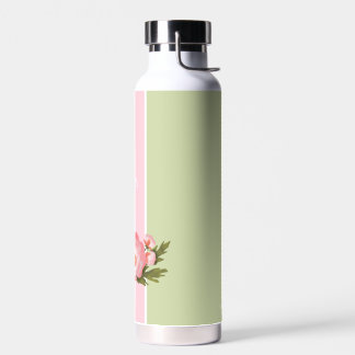 Cute pink and baby green floral Water Bottle Waterfles