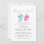 Cute Pink and Blue Crystal Gem Gender Reveal Kaart (Voorkant)