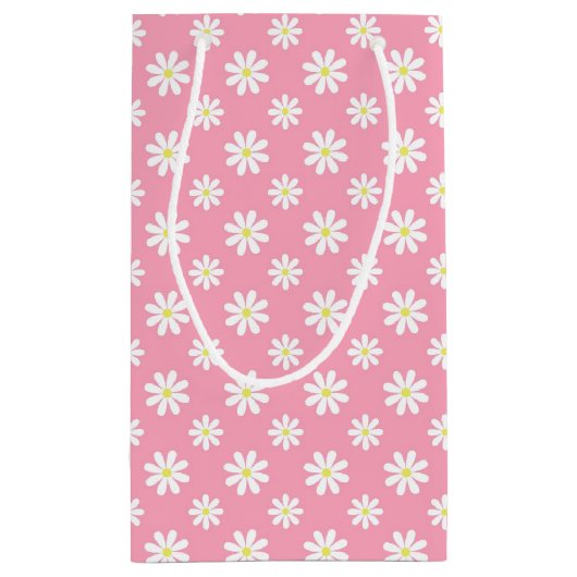 Cute Pink and Blue Daisies Pattern Personalized Klein Cadeauzakje (Achterkant)