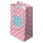 Cute Pink and Blue Daisies Pattern Personalized Klein Cadeauzakje (Voorkant Gekanteld)
