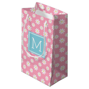 Cute Pink and Blue Daisies Pattern Personalized Klein Cadeauzakje