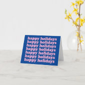 Cute Pink and Blue Retro Typography Holiday Kaart (Gele Bloem)