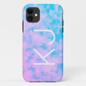 Cute Pink and Blue Sky Monogram-Matte iPhone Case (Achterkant)