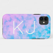 Cute Pink and Blue Sky Monogram-Matte iPhone Case (Achterkant (horizontaal))
