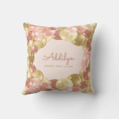 Cute Pink and Gold Bloon Border Girls Kussen (Achterkant)