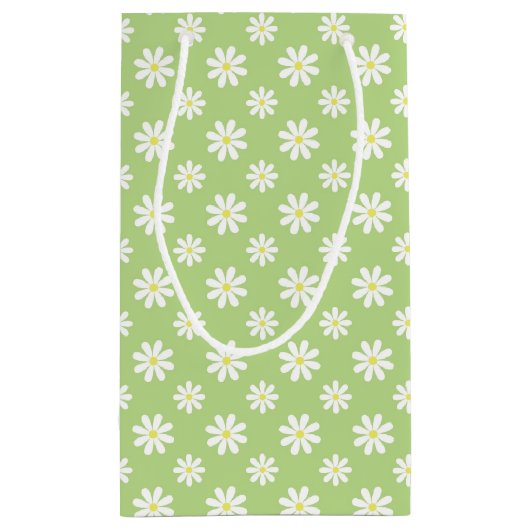 Cute Pink and Green Daisies Pattern Personalized Klein Cadeauzakje (Achterkant)