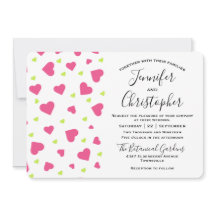 Cute Pink and Green Hearts Pattern Wedding