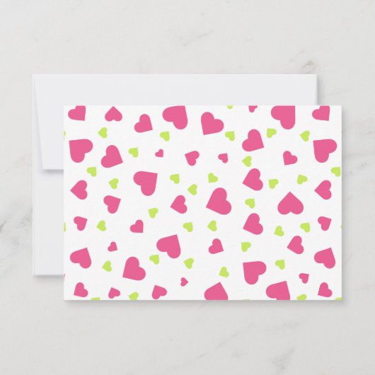 Cute Pink and Green Hearts Pattern Wedding Save The Date (Achterkant)
