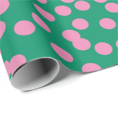 Cute Pink and Green Stippen and Spots Pattern Cadeaupapier (Rol Hoek)