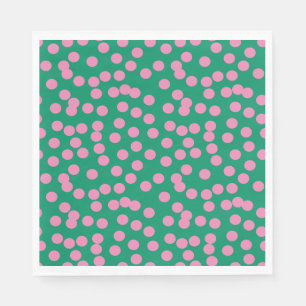 Cute Pink and Green Stippen and Spots Pattern Servet