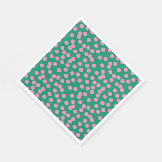 Cute Pink and Green Stippen and Spots Pattern Servet (Hoek)