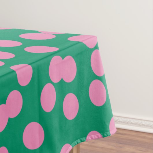 Cute Pink and Green Stippen and Spots Pattern Tafelkleed (Voorbeeld)