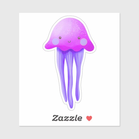 Cute Pink and Purple Jellyfish Sticker (Vel)