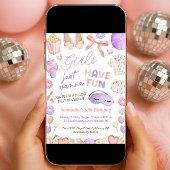 Cute Pink and Purple Slumber Party Birthday Kaart