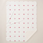 Cute Pink and Red Heart Pattern Sherpa Throw Blank (Voorkant)