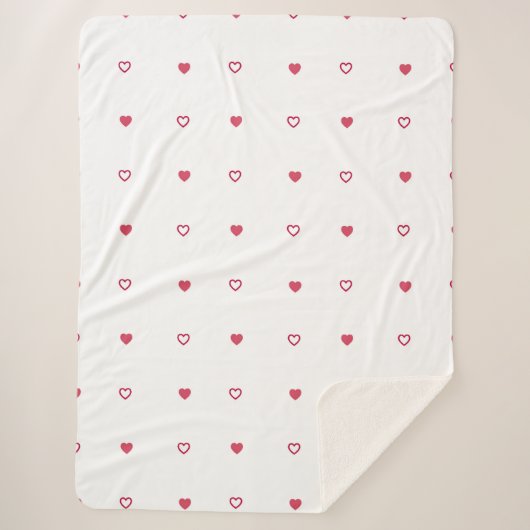 Cute Pink and Red Heart Pattern Sherpa Throw Blank (Voorkant)