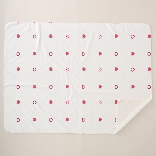 Cute Pink and Red Heart Pattern Sherpa Throw Blank (Voorkant (horizontaal))