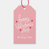 Cute Pink and Red Hearts Happy Valentine Day Cadeaulabel (Voorkant)