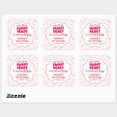 Cute Pink and Red Little SweetHeart Turning One Vierkante Sticker (Vel)