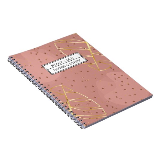 Cute Pink and Roos Gold Name Persoonlijk Notitieboek (Rechterzijde)