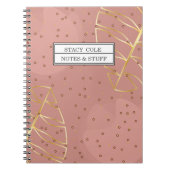 Cute Pink and Roos Gold Name Persoonlijk Notitieboek (Voorkant)