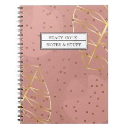 Cute Pink and Roos Gold Name Persoonlijk Notitieboek