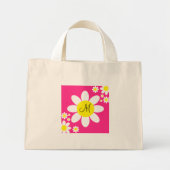 Cute Pink and White Daisies Floral Single Initiaal Mini Tote Bag (Voorkant)