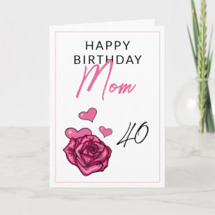 Cute Pink and White Feminine Roos Mam Birthday Kaart