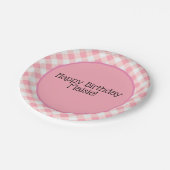 Cute Pink and White Gingham Birthday Party Papieren Bordje (Gekanteld)