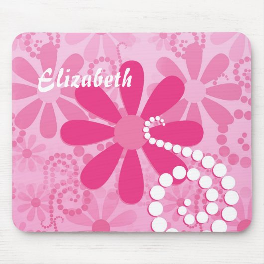 Cute Pink and White Girly Flowers Daisy Pattern Muismat (Voorkant)