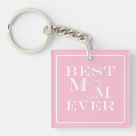 Cute Pink and White Heart, Best Mom Ever and Photo Sleutelhanger