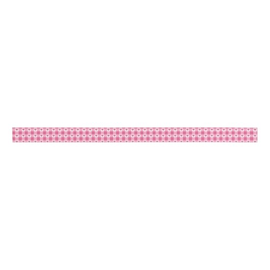 Cute Pink And White Heart Gingham Buffalo Plaid   Grosgrain Lint (Voorkant)